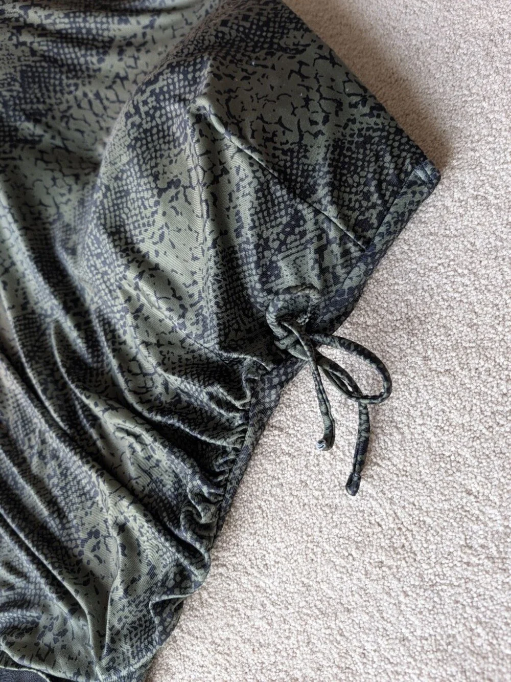 Cacique One Piece Snake Print Swimsuit Ruched Slimming One Shoulder Python Skin